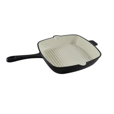 China Family Use Enamel Cast Iron Grill Pan Griddle Plate Sustainable Home Grill Pan for sale