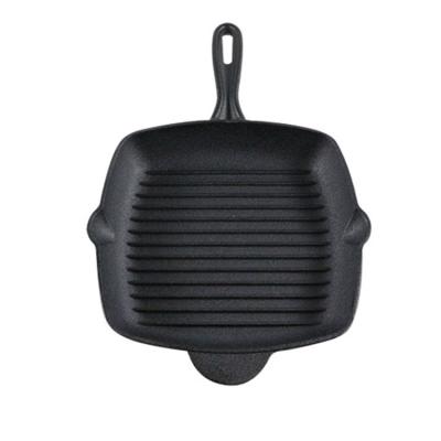 China Sustainable Wholesale Cast Iron Steak Skillet Grill Pan Griddle With Fold Handle for sale