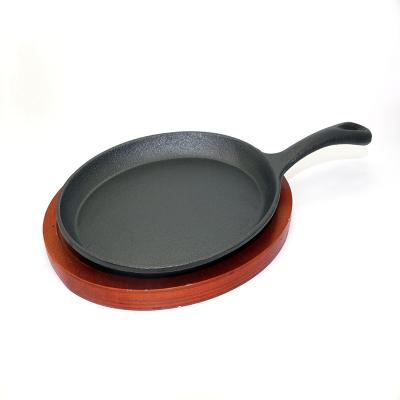 China Sustainable Cast Iron Sizzling Steak Pan Fajita Set Restaurant Serving Dish for sale