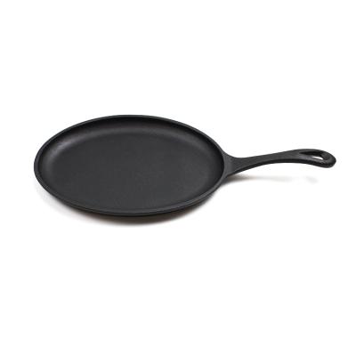 China Sustainable Hot Selling Wooden Handle Cast Iron Skillet Steak Sizzling Steak Pan for sale