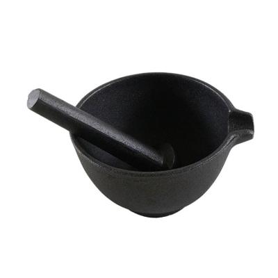 China Sustainable Cast Iron Bowl Garlic Tank Pestle And Mortar Dao Garlic Bowl With Hammer for sale