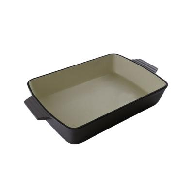 China Cast Iron Rectangular Roaster Dish Bread Loaf Sustainably Enameled Deep Baking Baking Pan for sale