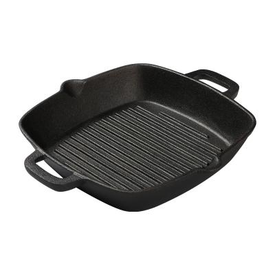 China Real Factory Custom Enamel Cast Iron Square Grill Pan Sustainable With Double Handle for sale