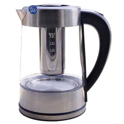 China 360 Degree Base Rotation Russian Competitive Hotel Kettle Tea Maker Heating Element Glass Electric Water Kettle for sale