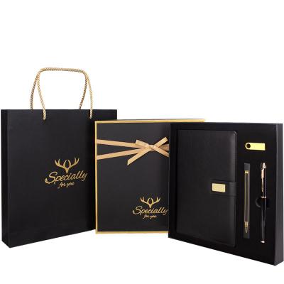 China Custom hard cover A5 planner notebook exquisite logo meeting minutes business gift pen and usb bag wholesale and retail DIY gift box for sale