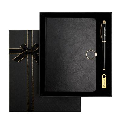 China Premium Leather Notebook Gift Box A5 Hardcover Book Business Custom Logo With Box USB Tote Bag for sale