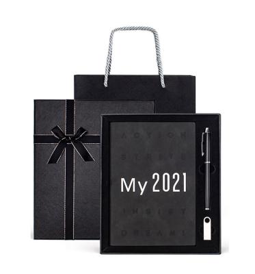 China Custom Notebook 2022 Notebook Planner Gift Box with Pen and Disc Set Program Book A5 Diary PU Leather Notebook Custom Color U for sale