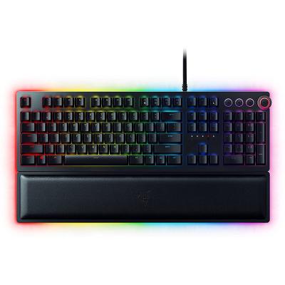 China New Multi Function Digital Dial Optical Switch Black Razer Hunter Elite Gaming RGB Light Keyboard Typing With Wrist Rest for sale