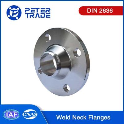 China DIN 2636 Geheven gevel van koolstofstaal en roestvrij staal Weld Neck Flange WNRF PN64 voor de chemische en petrochemische industrie Te koop