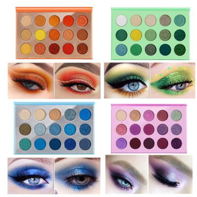 China Waterproof No Logo Sombra De Ojos Round Waterproof Pigmented Paleta Makeup Glitter 15 Colors Private Label Vegan Eyeshadow Palette for sale