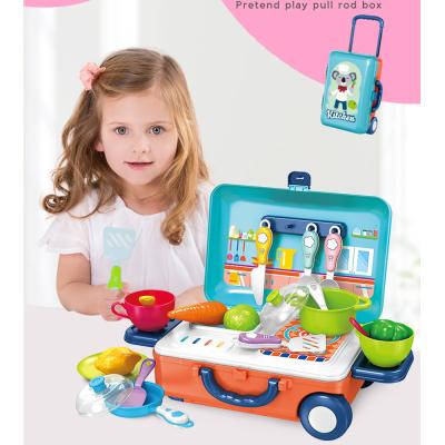 China Plastic Plastic Pretend Play Kitchen Playset For Little Chef Kitchen Set Toy With Accessories Pots, Pans, Dishes, Cups, Utensils, Kids Food for sale