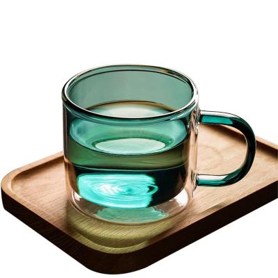 China Minimalist Household Mug Drinking Double Insulated Glass Cup Crystal Clear Double Wall Glass for sale