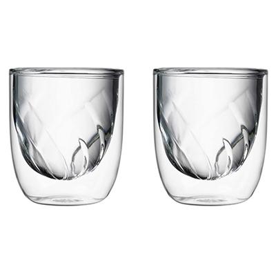 China Modern Unique Glass Coffee Or Tea Double Wall Cups And Saucers Clear With Handle for sale