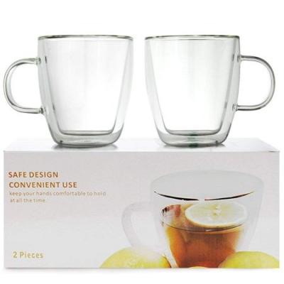 China Wholesale Minimalist Clear Borosilicate Glass Handle Tea Coffee Mug Espresso Mugs Double Wall Glass Cup for sale