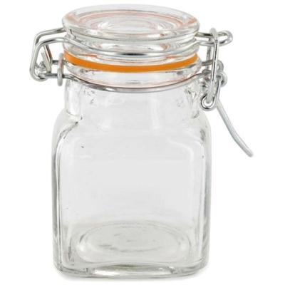 China 4 Pcs Eco - Friendly Food Spice Glass Jar Round Clear Glass Storage Jar With Lid for sale