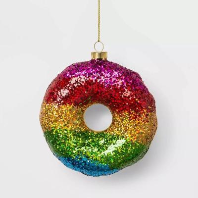 China Christmas Tree Decoration Christmas Tree Donut Ornament Hanging Glass Donut for sale