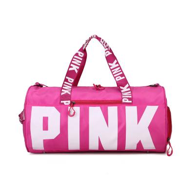 China Pink Amd Nylon Large Capacity Bag Divider Duffel Bag Wet Dry Fitness Pink Sports Travel Duffel Bag With Shoes Bag for sale