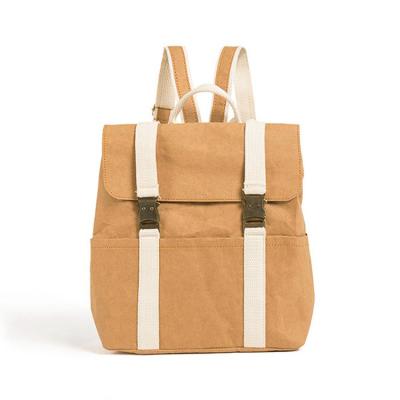 China Simple Eco Friendly Washable Recycled Kraft Paper Backpack for sale