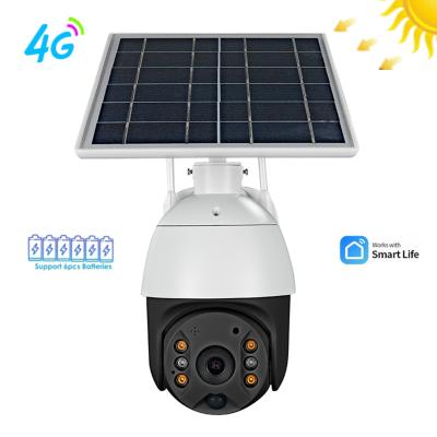 China Human Motion Tracking 4G HD 2MP 4MP Camera Outdoor Solar Panel Powered Camera Night Vision CCTV PTZ Full Color Solar CCTV Camera for sale