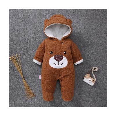 China Flano+Cotton autumn and winter thickened baby overalls feet romper newborn winter warm wrapping clothes 0-3 years old for sale