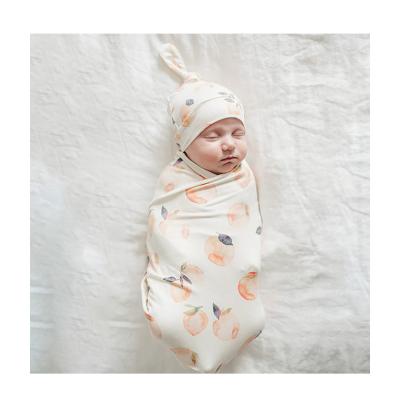 China Folded Baby Hat Newborn Headband Wrap Towel Wrap Towel Flower Blanket Two Piece Set for sale