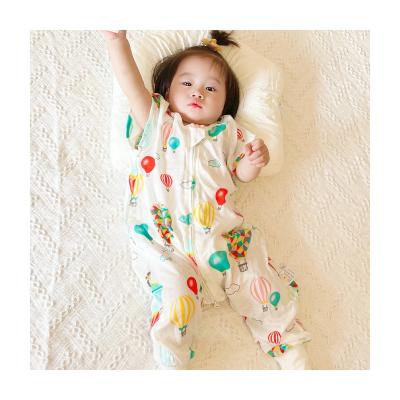 China Breathable Summer Cotton Short Sleeve Zipper Split-Leg Bamboo Infants And Toddlers Button Up Sleeping Bag for sale