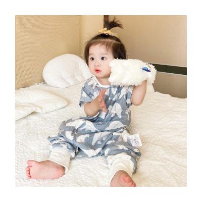 China 2022 Warm Summer Cotton Breathable Short Sleeve Zipper And Button Sleeping Bag Bamboo Infant And Youth 0-3Years Old for sale