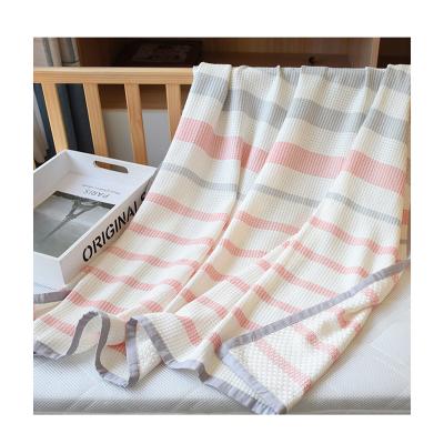 China Newborn Baby Breathable Blanket Anti-Pull Summer Baby Blanket Waffle Stripe Wrap Durable Cooling Baby Blanket for sale