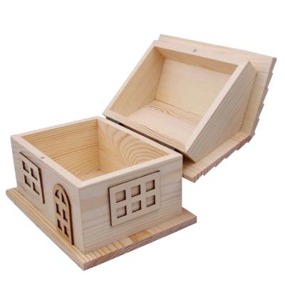 China Viable Living Home Shaped Mini Pet Casket Urn Casket Ashes Dog Wood Memorial Cat Urn Pet Casket for sale