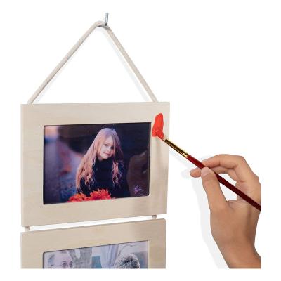 China Handmade Natural Wooden Graffiti Collage Photo Frame With Lanyard for sale