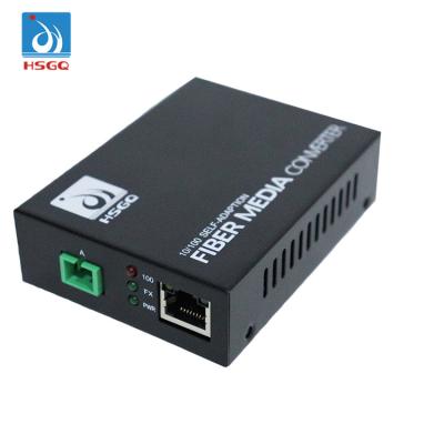 China FTTX Network Solution HSGQ-M100 Netlink RJ45 20KM 10/100M Dellhbc Fiber Optic Media Converter for sale