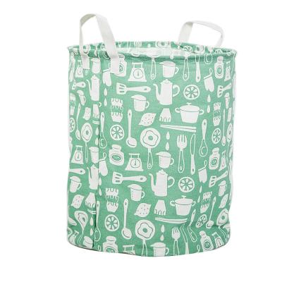 China Viable Folding Waterproof Bucket House Toy Laundry Basket Laundry Canvas Fabric Cotton Cloth Organization Storage Box for sale