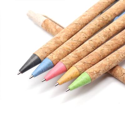 China Cork pen degradable environmental protection material PLA stationery corn wood material advertising pen paper tube pen for sale