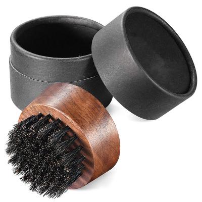 China Wooden DEEP CLEANING beard brush for men - boar stiffens small and round - black walnut wood for sale