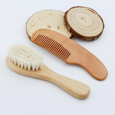 China All Natural Newborns and Toddlers Girl Boy Girl Natural Soft Goat Stiffens Hair Brush Baby Ideal Wooden Hair Brush and Comb for sale