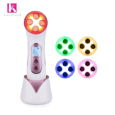 China Skin Tightening EMS Skin Care Face Lift LED Light Vibration Home Microcurrent RF Beauty Device Machine for sale