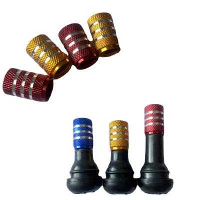 China Hot Sale Aluminum Custom Color Aluminum Car Truck Bicycle Tire Valve Covers With Chrome Stripes for sale