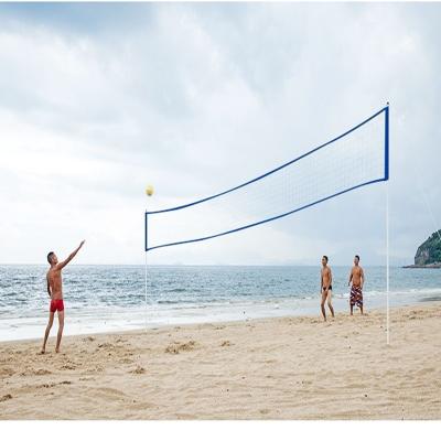 China Steel Frame+PE Knotted Volleyball Net Steel Top System Set Outdoor Volleyball Set Beach Volleyball Net Set for sale