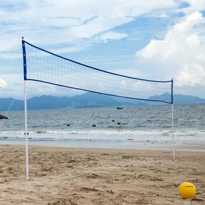 China PVC frame+PE knotted top PVC volleyball net system set outdoor volleyball set beach volleyball net set for sale