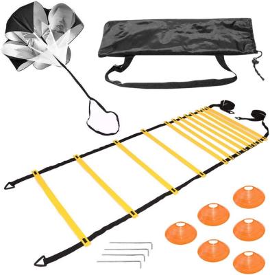 China PP Football Speed ​​Training Agility Ladder Set With 6 Cones And 4 Hooks Resistance Parachute for sale