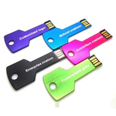 China Metal Plastic Colorful Key Shaped USB 2.0 USB Key Drive With Laser Logo Printing Custom Logo for sale