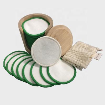 China Bamboo Cotton Makeup Remover Pads with bamboo tube and cotton mesh bag reusable cosmetic remover cotton pads round facial pad en venta