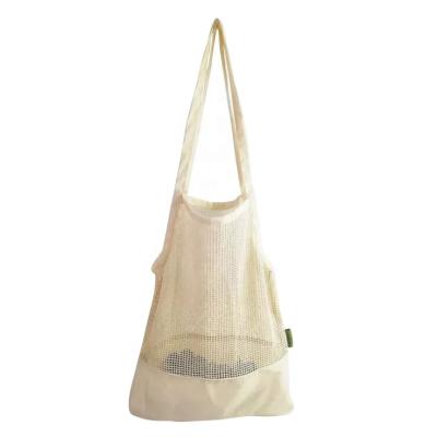 Китай cotton mesh tote bag for fruit & veggie shopping grocery storage advertising beach easy carry with long handle продается