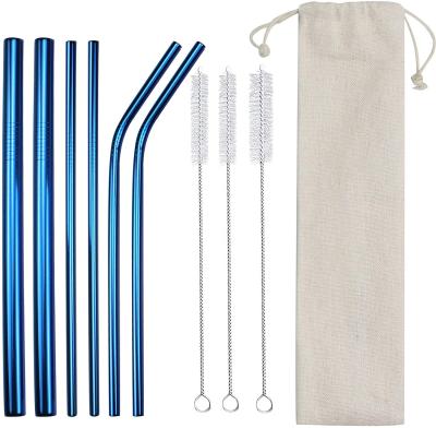 Κίνα Reusable Metal Straws with Travel Case & Cleaning Brush custom logo Stainless Steel Drinking Straw προς πώληση