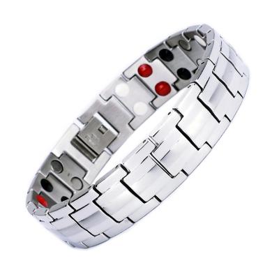 Chine Mens Magnetic Bracelet width 1.5cm Titanium Steel Magnetic Therapy Bracelet with Double Row 4 Elements Magnets à vendre