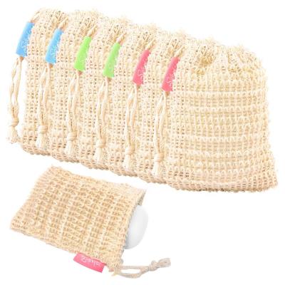 China Natural Exfoliating Sisal Soap Bag custom logo sisal drawstring bag for soap protection Te koop