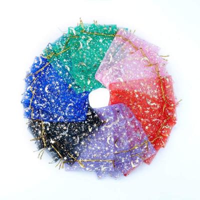 China Moon Stars Drawstring Organza Bags for sale