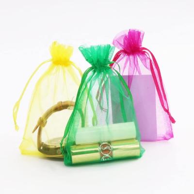 中国 Promotional Drawstring Organza Gift Bags Organza mesh pouches for packing custom logo colorful organza sack for storage 販売のため