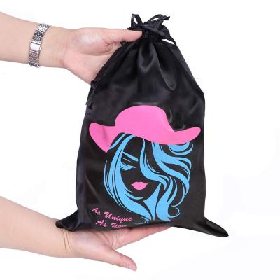 China Satin Wig Bags with Drawstring satin storage Bags for Multiple Wigs Satin Silk Hair Packaging Bags for Bundles à venda