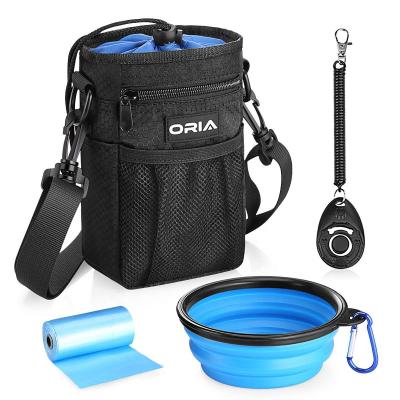 중국 black dog training bag Pet Training Bag Sets with adjustable strap, opp bag dispense, bowl, whistle 판매용